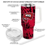 personalized western kentucky hilltoppers burst swirl red curved tumbler best selling.webp