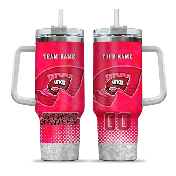 personalized western kentucky hilltoppers geometric prism red curved tumbler best selling.webp