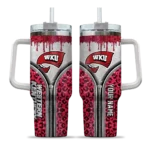 personalized western kentucky hilltoppers leopard zipper red curved tumbler best selling.webp