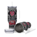 personalized western kentucky hilltoppers superman shield red gray curved tumbler best selling.webp