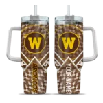 personalized western michigan broncos chevron angle brown curved tumbler best selling.webp