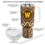 personalized western michigan broncos chevron angle brown curved tumbler best selling.webp