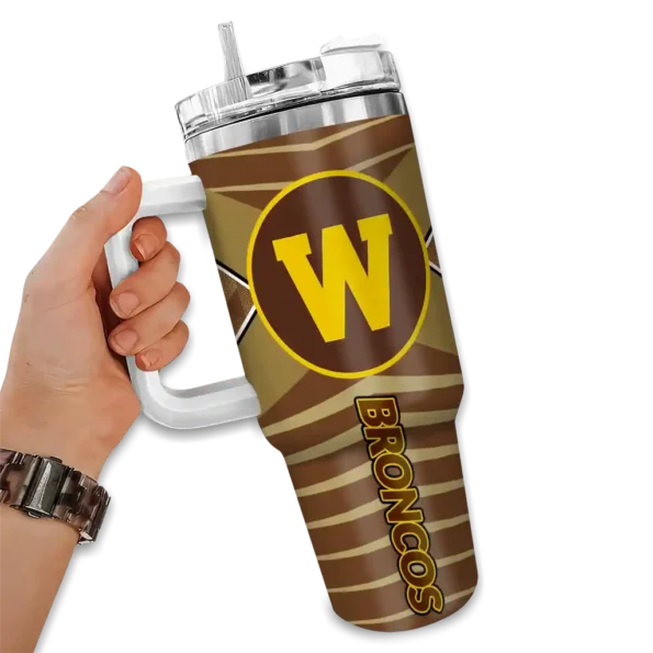 personalized western michigan broncos chevron layers brown curved tumbler fashion forward.webp