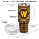 personalized western michigan broncos chevron layers brown curved tumbler best selling.webp