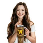 personalized western michigan broncos chevron layers brown curved tumbler best selling.webp