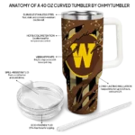 personalized western michigan broncos claw cut brown black curved tumbler best selling.webp