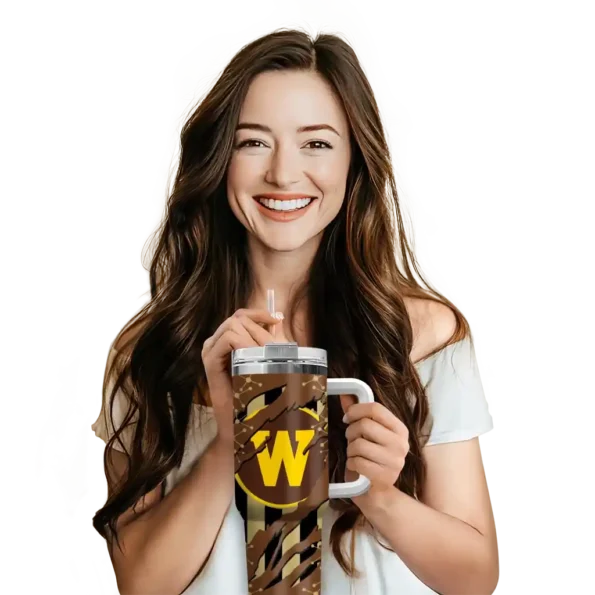 personalized western michigan broncos claw cut brown black curved tumbler premium grade.webp