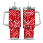 personalized wisconsin badgers bold diamonds red curved tumbler best selling.webp