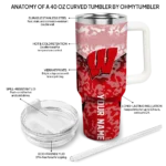 personalized wisconsin badgers chevron stripe red curved tumbler best selling.webp