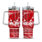 personalized wisconsin badgers honey streaks red curved tumbler best selling.webp