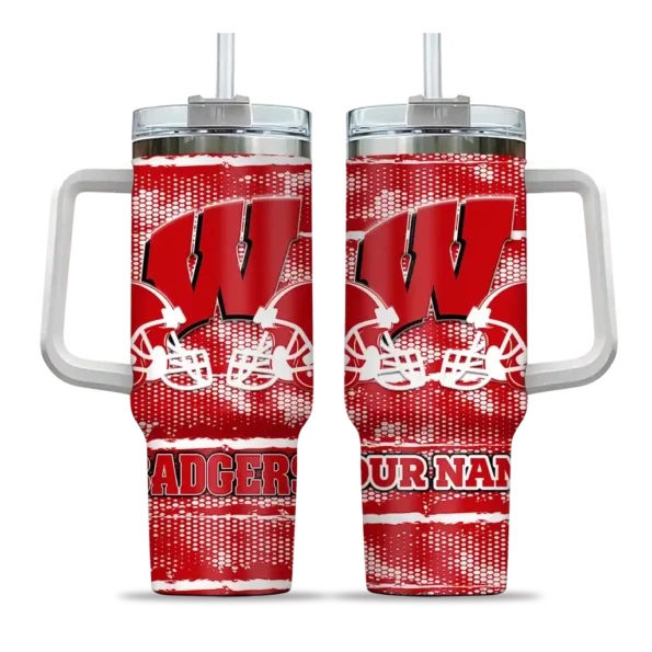 personalized wisconsin badgers honey streaks red curved tumbler best selling.webp