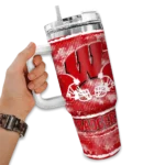 personalized wisconsin badgers honey streaks red curved tumbler best selling.webp