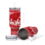 personalized wisconsin badgers honey streaks red curved tumbler best selling.webp