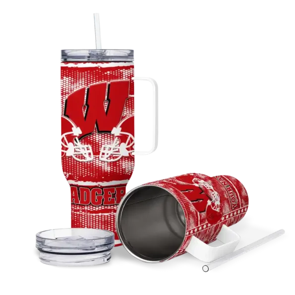 personalized wisconsin badgers honey streaks red curved tumbler high quality.webp