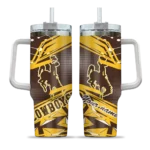 personalized wyoming cowboys abstract paths brown curved tumbler best selling.webp