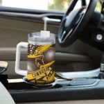 personalized wyoming cowboys abstract paths brown curved tumbler best selling.webp