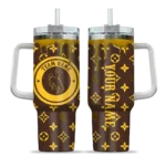 personalized wyoming cowboys bullseye drips brown curved tumbler best selling.webp