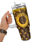 personalized wyoming cowboys bullseye drips brown curved tumbler best selling.webp