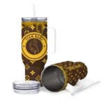 personalized wyoming cowboys bullseye drips brown curved tumbler best selling.webp