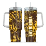 personalized wyoming cowboys burst swirl brown curved tumbler best selling.webp