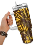 personalized wyoming cowboys burst swirl brown curved tumbler best selling.webp