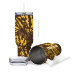 personalized wyoming cowboys burst swirl brown curved tumbler best selling.webp