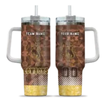 personalized wyoming cowboys geometric prism brown curved tumbler best selling.webp