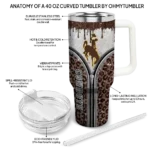 personalized wyoming cowboys leopard zipper brown curved tumbler best selling.webp