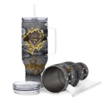 personalized wyoming cowboys superman shield brown gray curved tumbler best selling.webp