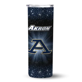Akron Zips Radiant Glitter Blue Skinny Tumbler