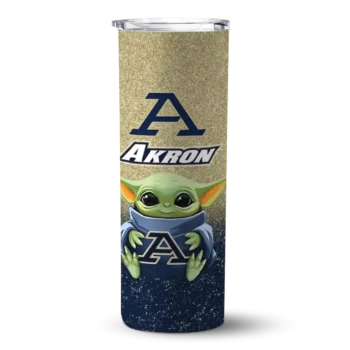 Akron Zips Yoda Smile Blue Skinny Tumbler