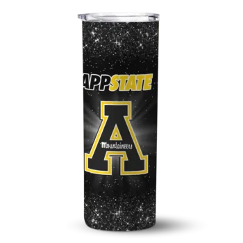 Appalachian State Mountaineers Radiant Glitter Black Skinny Tumbler