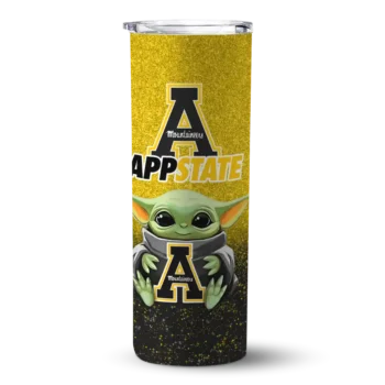 Appalachian State Mountaineers Yoda Smile Black Skinny Tumbler