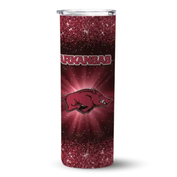 Arkansas Razorbacks Radiant Glitter Red Skinny Tumbler