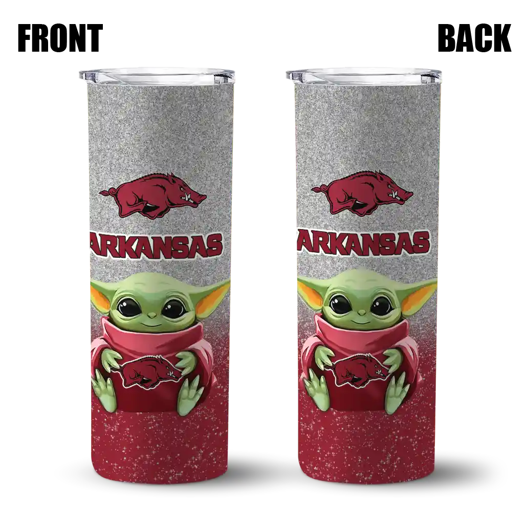 arkansas-razorbacks-yoda-smile-red-skinny-tumbler-fashion-forward.webp