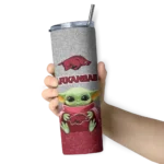 arkansas-razorbacks-yoda-smile-red-skinny-tumbler-best-selling-1.webp