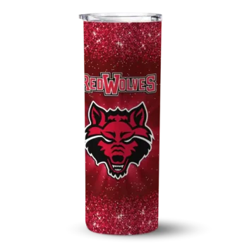 Arkansas State Red Wolves Radiant Glitter Scarlet Skinny Tumbler