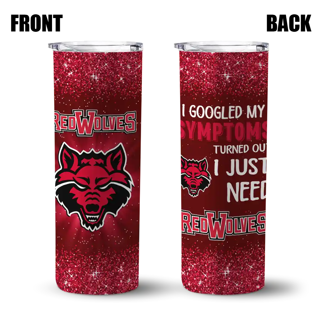 arkansas-state-red-wolves-radiant-glitter-scarlet-skinny-tumbler-fashion-forward.webp