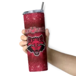 arkansas-state-red-wolves-radiant-glitter-scarlet-skinny-tumbler-best-selling-1.webp