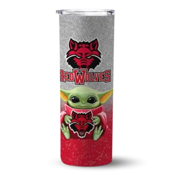 Arkansas State Red Wolves Yoda Smile Scarlet Skinny Tumbler