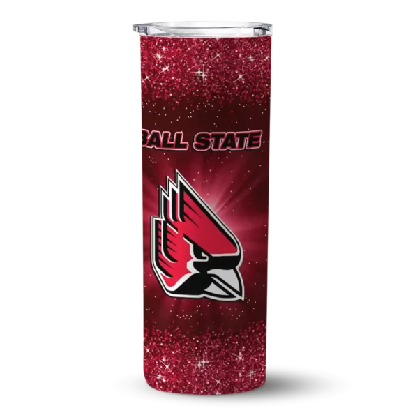 ball state cardinals radiant glitter red skinny tumbler best selling