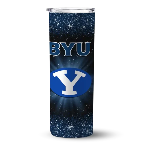 byu cougars radiant glitter blue skinny tumbler best selling