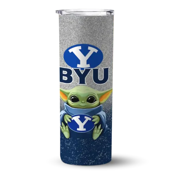 byu cougars yoda smile blue skinny tumbler best selling