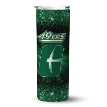 Charlotte 49ers Radiant Glitter Green Skinny Tumbler