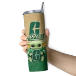 charlotte-49ers-yoda-smile-green-skinny-tumbler-best-selling.webp