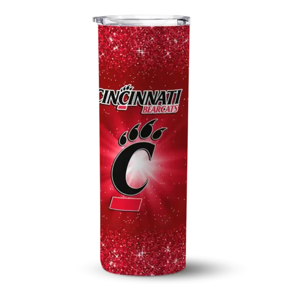 cincinnati bearcats radiant glitter red skinny tumbler best selling