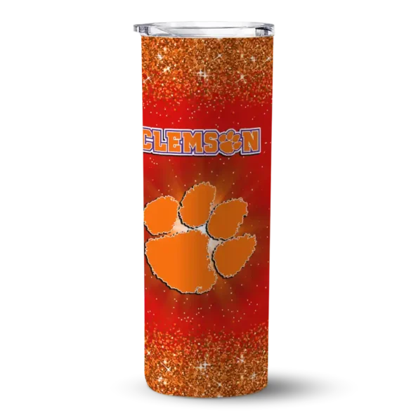 clemson tigers radiant glitter orange skinny tumbler best selling
