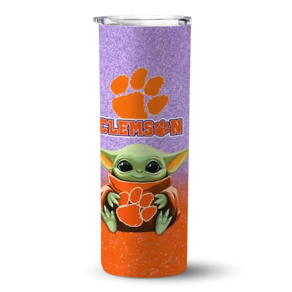 clemson tigers yoda smile orange skinny tumbler best selling