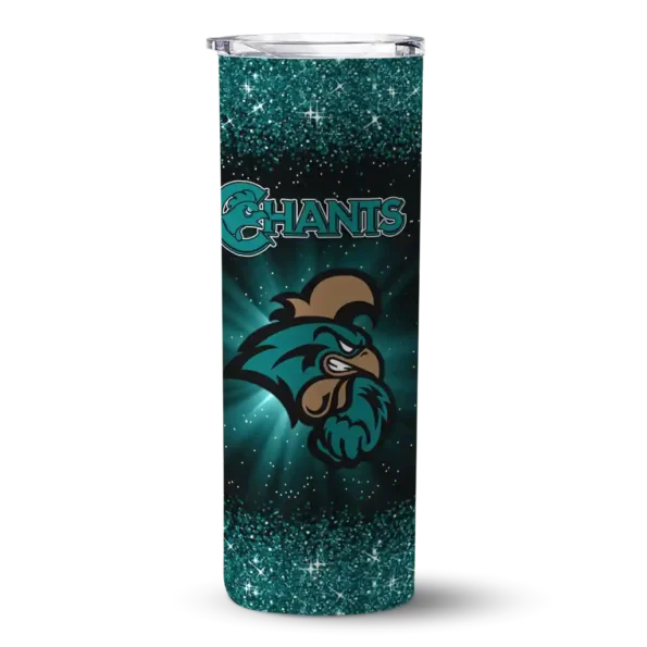 coastal carolina chanticleers radiant glitter green skinny tumbler best selling