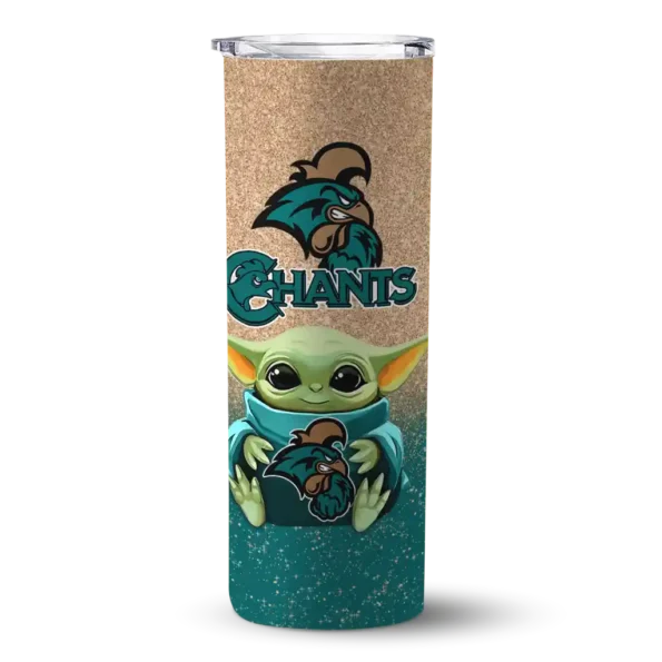 coastal carolina chanticleers yoda smile green skinny tumbler best selling